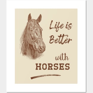 Horse Lover Saying with Horsehead Illustration Posters and Art